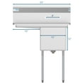 thumbnail image 5 of 1 Compartment 33" Stainless Steel Commercial Kitchen Prep & Utility Sink with Drainboard - Bowl Size 15" x 15" x 12", 5 of 9