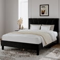 thumbnail image 3 of Novilla King Bed Frame and Headboard, Linen Upholstered King Size Bed Frame with Wood Slats Support, No Box Spring Needed, Heavy Duty Feet, Easy Assembly, Black, 3 of 7