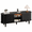 Black, variant on Doyolan Mid-Century Modern TV Stand for TVs up to 70”, Wood TV Console with LED Light,Power Outlet and Storage, Curved Edge Television Stand, Entertainment Center for Living Room Bedroom,Walnut