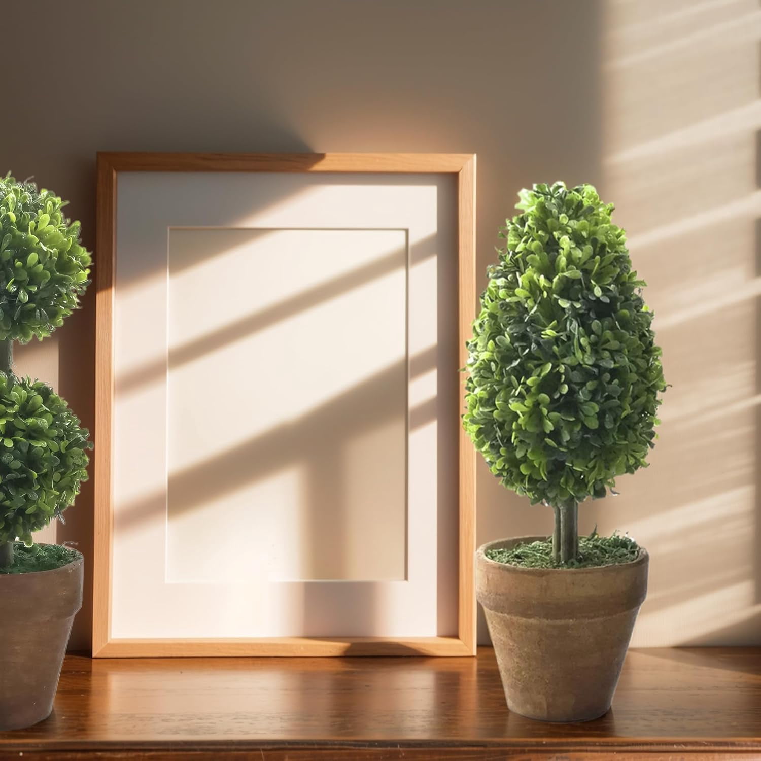 Small Fake Potted Plant Decor: 3 Pack Artificial Topiary Shrubs Decorative Plant Indoor Outdoor, 8.27" Plastic Tall Fake Plants for Home Kitchen Living Room Shelf Desk Greenery Decor
