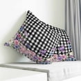 thumbnail image 4 of Throw Pillow Covers 16x16 Inch, Spring Floral Decorative Pillow Cases for Couch Sofa Bed, Black White Checkered Farmhouse Butterfly Cotton Linen Square Home Decor Pillowcases with Hidden Zipper, 4 of 7