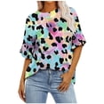 thumbnail image 2 of Drses Womens Short Sleeve Tops Floral Print Vintage Fashion Casual Loose with Round Neck Plus Size Shirts, 2 of 7