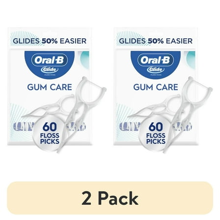 (120 pack) Oral-B Glide Gum Care Dental Floss Picks, Good for Back Teeth, 60 Picks