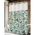 thumbnail image 4 of Boho Sage Green Floral No Hook Shower Curtain Waterproof,Bathroom Curtains with Snap in Liners and See Through Top Window,Farmhouse Botanical Vintage Paisley Flower Bathtub Curtains Shower 60"Wx72"L, 4 of 8