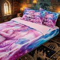 thumbnail image 3 of Erosebridal Fantasy Pink Dragon Zipper Full Size Comforter Sets with Fitted Sheet and 2 Pillowcases,Soft Rose Skull Accent Zipper Bedding Set,Pink Lavender,4pcs,Pink Reversible, 3 of 6