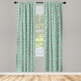 thumbnail image 3 of Ambesonne Floral Curtains, Vintage Flowers Ornament, Pair of 28"x95", Pale Peach and Cadet Blue, 3 of 5