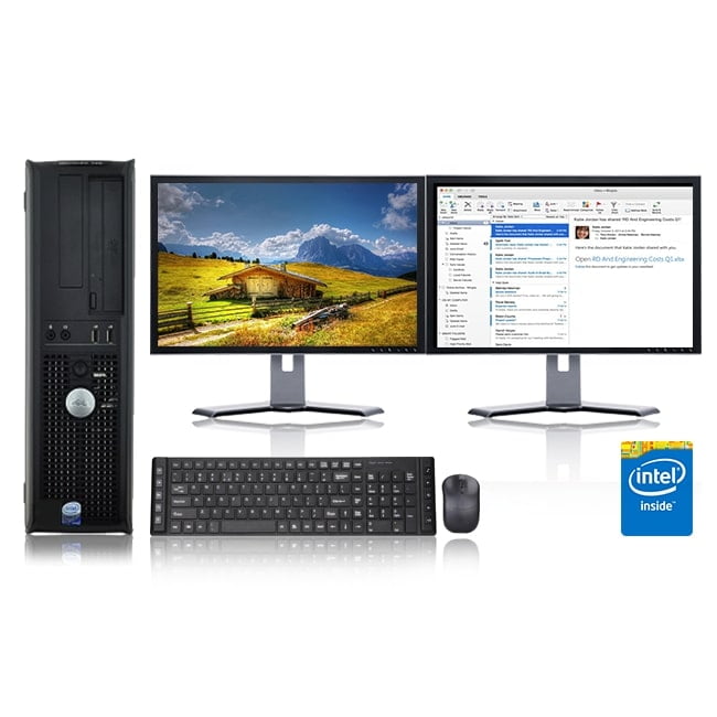 Dell Optiplex Desktop Computer 2.8 GHz Core 2 Duo Tower PC, 6GB, 250GB HDD, Windows 10 Home x64, Office 365, 19" Dual Monitor , Radeon 128MB DDR2, USB Mouse & Keyboard (Refurbished)
