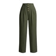 thumbnail image 3 of Guluxicc Women's Cotton Pants with Pockets Elastic Waist Button Front 7/8th Trousers for Everyday Wear Summer Casual Outfits, 3 of 9