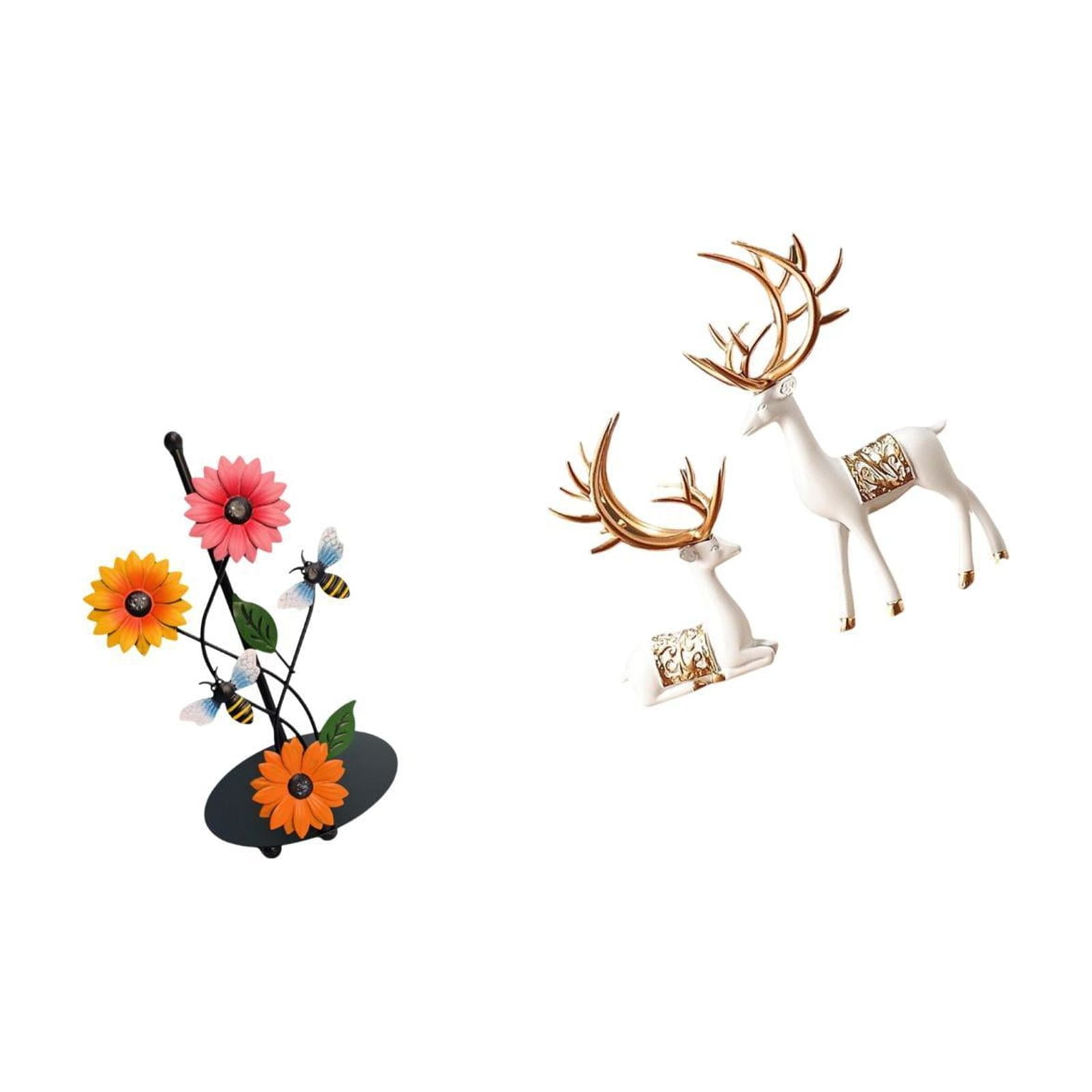 Fiocias Toilet Paper Holder Paper Towel Holder Deer Sculpture Statue Reindeer Couple Figurine Made of Iron And Resin Suitable for Kitchen Countertop Bedroom D