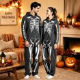 thumbnail image 3 of YUEHUA Men & Women Hooded Onesie, Unisex Front Zipper Halloween Loungewear, Smiling Pumpkin Face Graphic Fluffy One Piece Night Suit with Pockets, 3 of 10