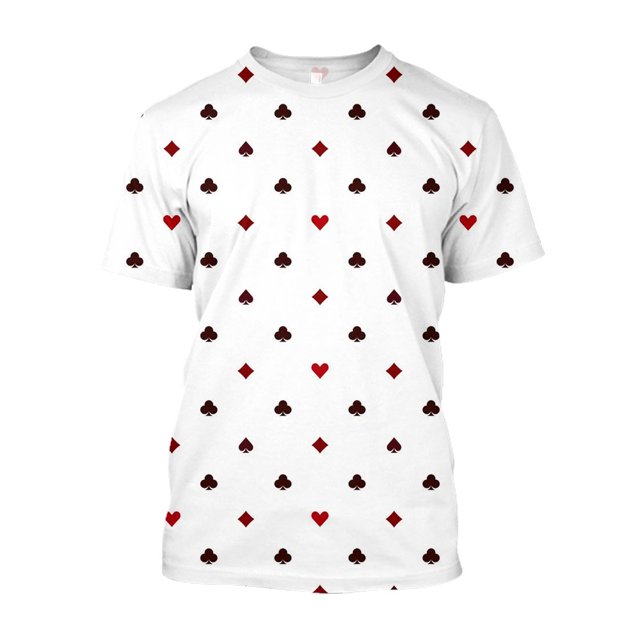 Summer Fashion Playing Card Suits graphic t shirts For Men New Casual Fun Personality Hip Hop Street Style Printed Short Sleeve