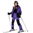thumbnail image 6 of Moxiu Kids Fleece Lined Insulated Snow Pants Waterproof Ski Snowboard Colorblock Outdoor Hiking Warm Winter Pants with Adjustable Cuffs Purple,10 Years, 6 of 9