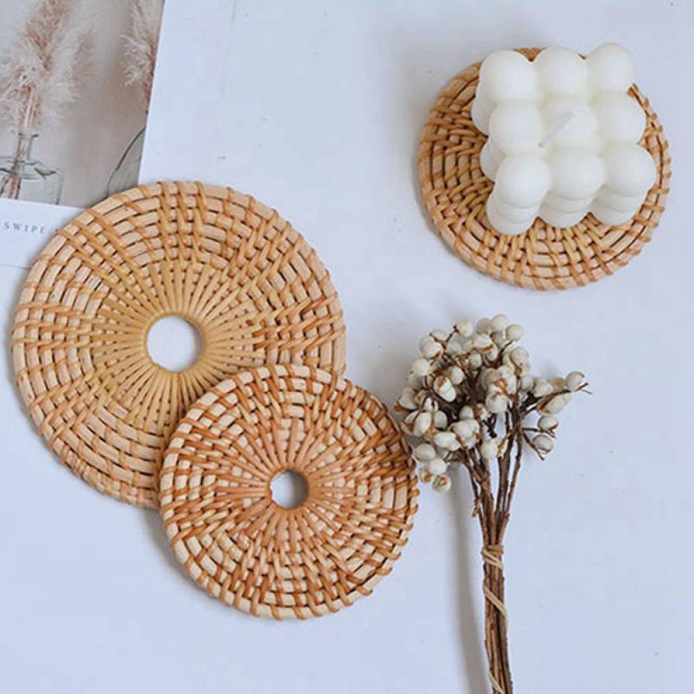 Handwoven Rattan Coasters, Table Woven Trivet for Hot Dishes Plates Cup as A Gift for Family Friends Colleague Housewarming Birthday Christmas Holiday Party - image 5 of 7