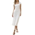 thumbnail image 2 of INSPIRE CHIC Floral Dress for Women's Square Neck Cap Sleeves Summer Casual Maxi A-Line Dresses XS White, 2 of 6