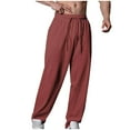 thumbnail image 5 of Lovskoo Sweatpants for Men Jogger Yoga Trendy Casual Solid Color Pockets Elastic Drawstring Sports Fitness Pants Burgundy, 5 of 6
