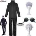 thumbnail image 2 of Disfraz de Gojo Satoru para hombre y niño, color negro y azul, con parche en el ojo, pelucas, gafas, uniformes de Anime para fiesta de Halloween, 110-3XL, 2 of 5