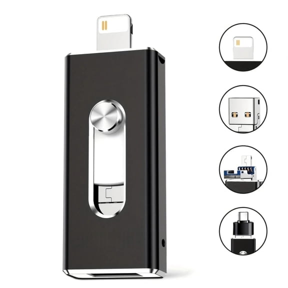 USB 3.0 Flash Drive for iPhone3-In-1 USB External Storage Thumb Drive OTG Pendrive Android Phone and Computer-Black