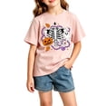 thumbnail image 2 of Zylarhe Kids Halloween T Shirt Short Sleeve Crewneck for Boys Girls Casual Summer Fashion with Cute Print Pink 4-5 Years, 2 of 4