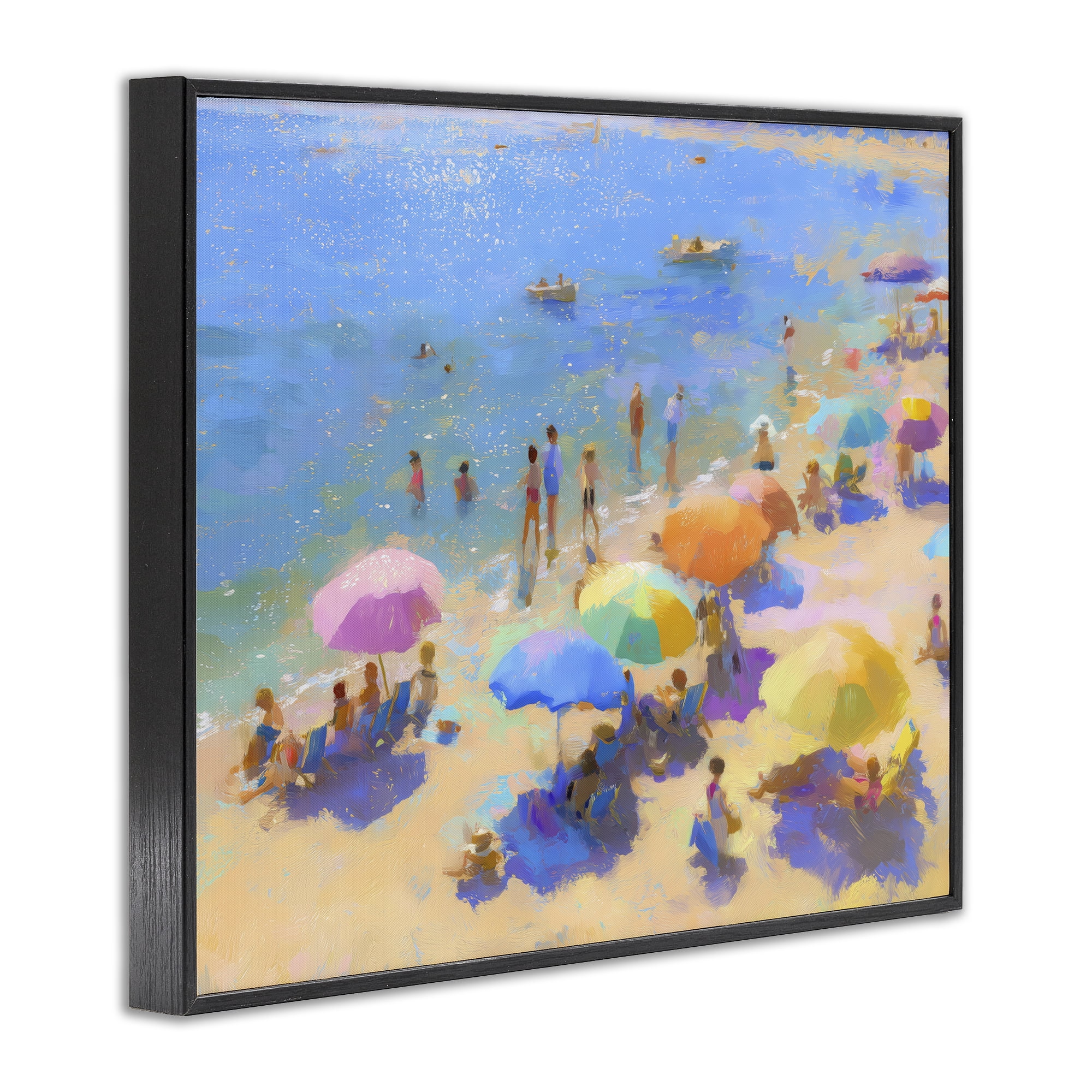 Stupell Industries Colorful Day at Beach Black Framed Giclee Art, design by LSR Design Studio