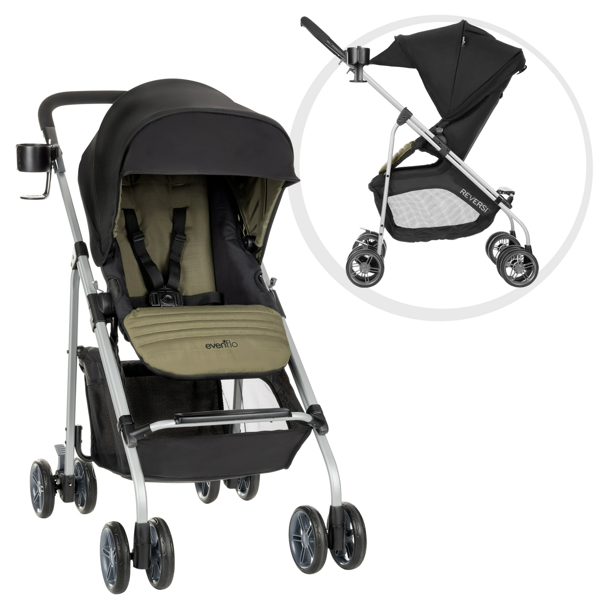 Evenflo Reversi Lightweight Reversible Stroller, Green and Black