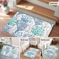 thumbnail image 5 of 2x3 Ft Entryway Area Rug, Blue Teal Grey Coral Coastal Kitchen Rug Runner Washable Floor Mat, Summer Beach Nautical Ocean Non Slip Indoor Door Mat Throw Carpet for Bathroom Living Room Bedroom, 5 of 8