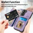 thumbnail image 6 of Nalacover For Samsung S21 Plus Case Ring Holder Kickstand with Credit Card Holder, Back Flip Premium Leather Magnetic Clasp Removable Wirst Hand Strap Cover for Samsung Galaxy S21 Plus,Purple, 6 of 15