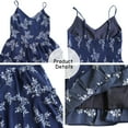 thumbnail image 5 of FANCYINN Women Floral Casual Tiered Mini Dresses Spaghetti Strap V Neck Backless A Line Swing Short Dress with Pockets Navy M, 5 of 6