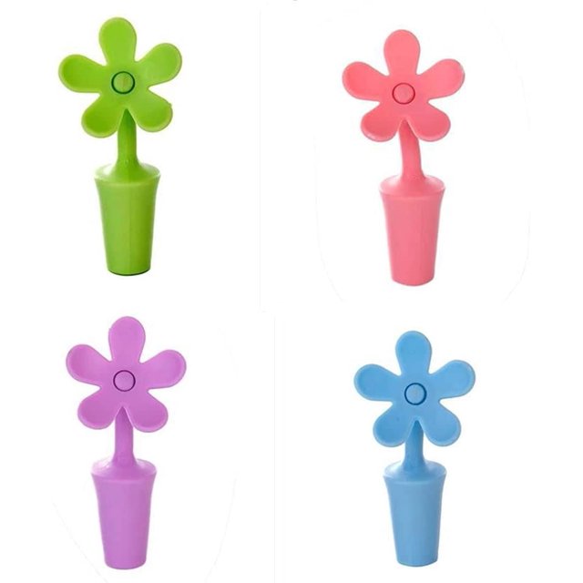 Tapón de botella de vino, 4 tapones de botella de silicona de colores, para botellas de vino abiertas JM