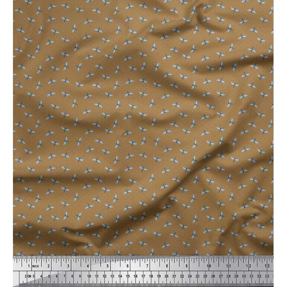 Soimoi Cotton Duck Fabric Dot & Dragonfly Shirting Decor Fabric Printed Yard 42 Inch Wide