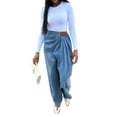 thumbnail image 3 of Women'S Pleated High Waisted Baggy Jeans Trendy Wide Leg Y2K Denim Pants Streetwear with Pockets Blue XXL, 3 of 9