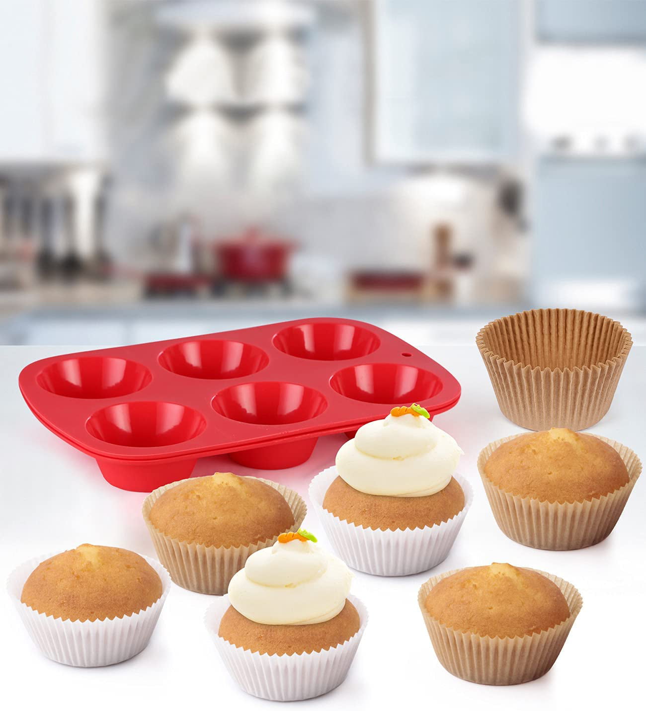 Gifbera Large Jumbo Gold Foil Cupcake Liners 160-Count for Cupcakes