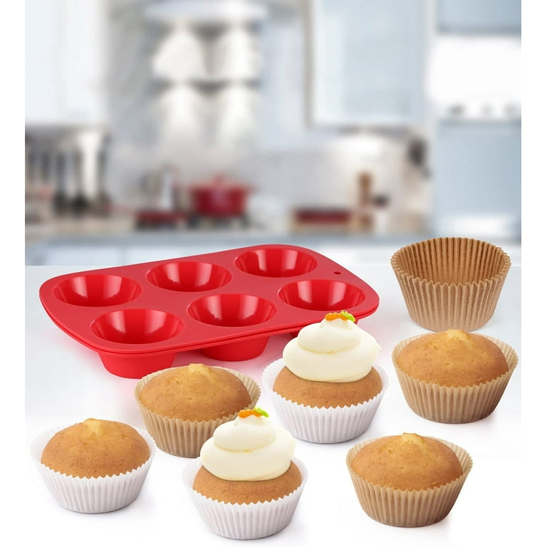 200-Count Gifbera Greaseproof Jumbo Cupcake Liners Odorless Muffin Baking  Cups Cupcake Wrappers for Wedding Birthday, White, 2.6 in. 