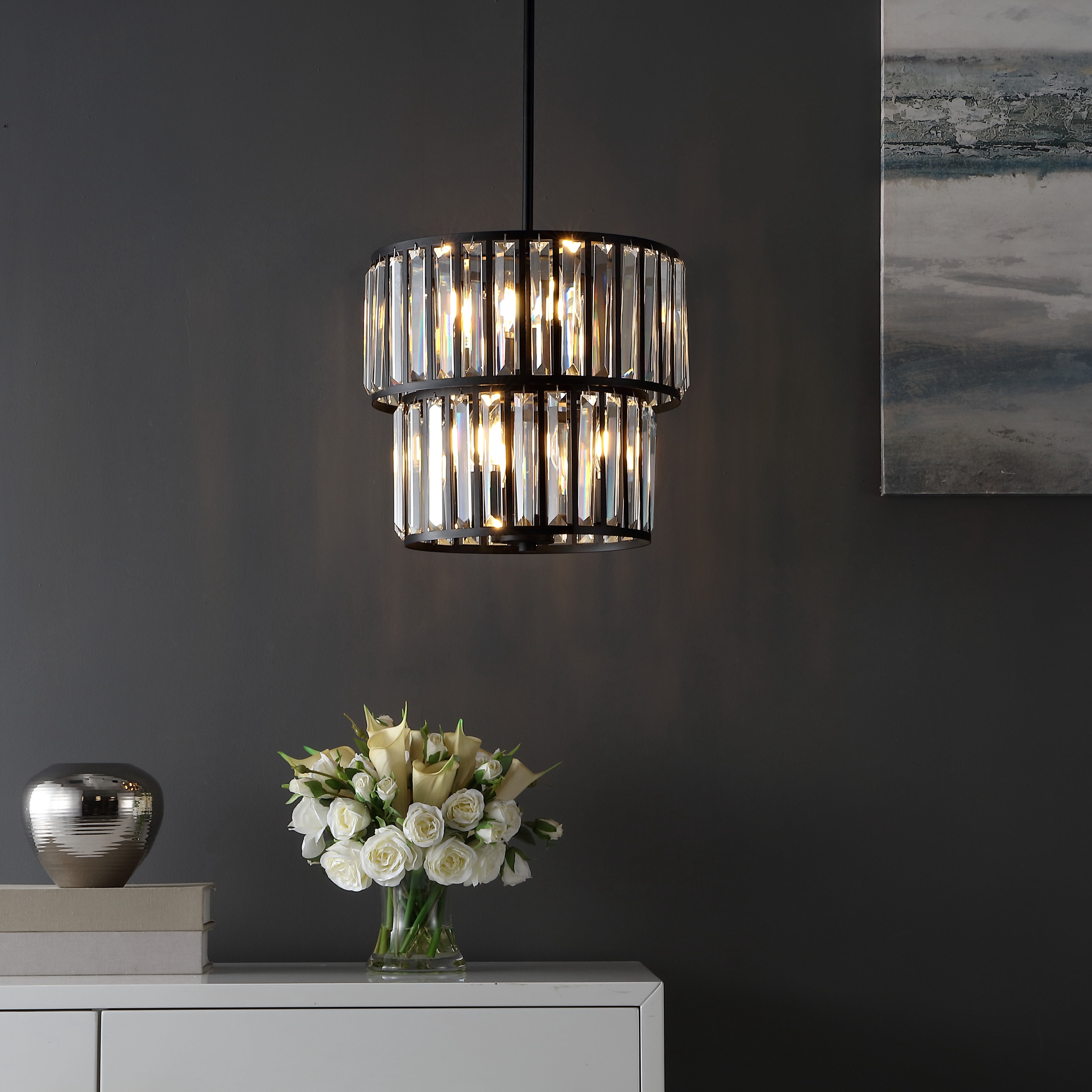 SAFAVIEH Crissa 6-Light Mid-century Black Metal Chandelier
