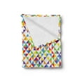 thumbnail image 2 of Colorful Soft Flannel Fleece Throw Blanket, Vibrant Colored Triangles Forming a Geometrical Rainbow Mosaic Quilt Inspired, Cozy Plush for Indoor and Outdoor Use, 50" x 60", Multicolor, by Ambesonne, 2 of 5