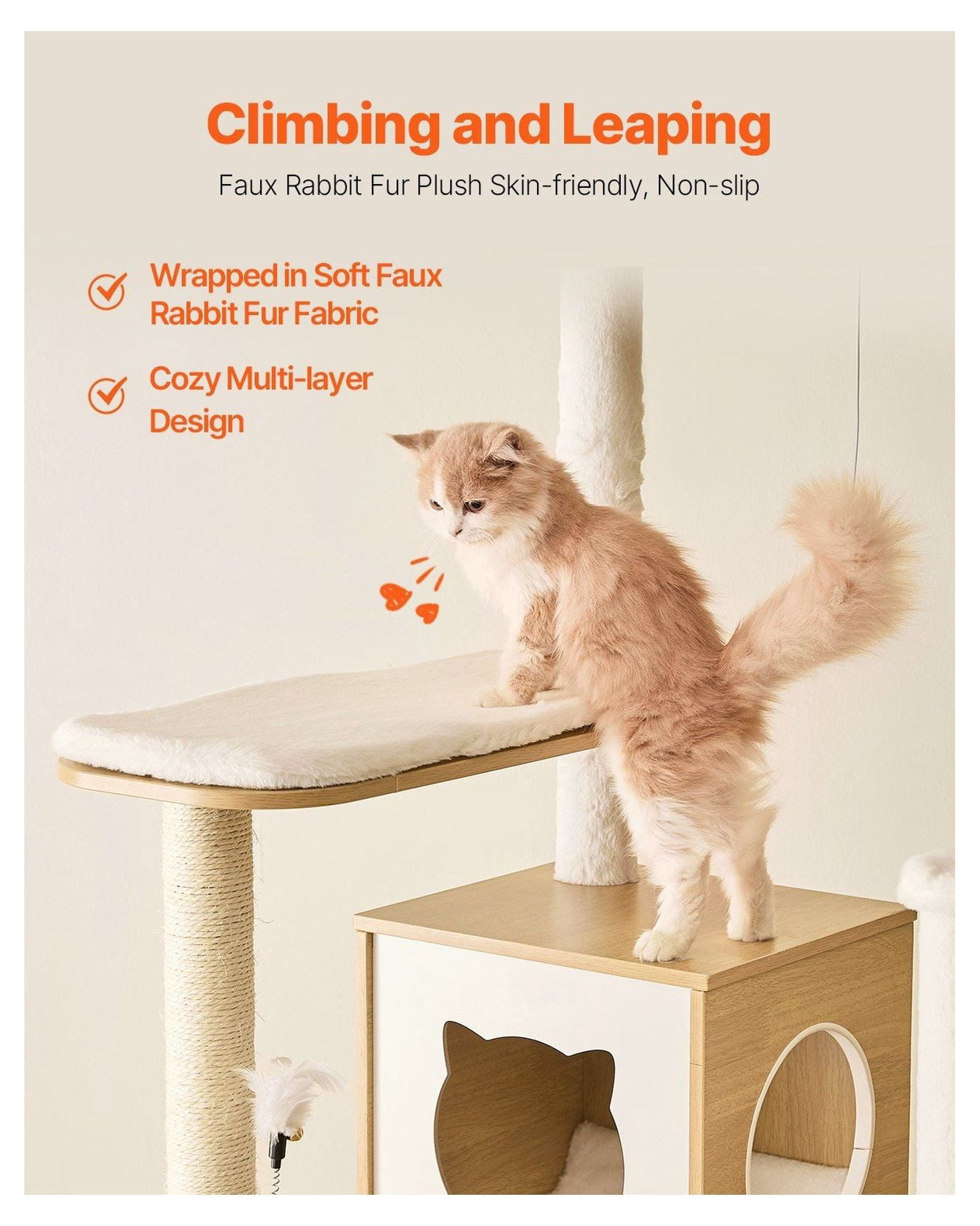 Large Cat Tree 68.9" Tall Cat Tower Condo - Multi-Level Indoor Cat House with Sisal Scratching Posts, Hammock & Litter Box