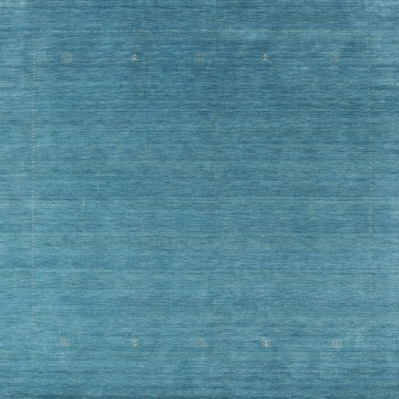Ahgly Company Machine Washable Indoor Square Contemporary Blue Ivy Blue Area Rugs, 3' Square