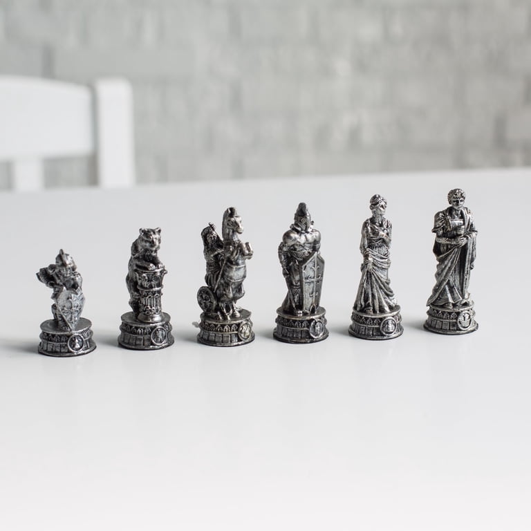 Classic Roman Chess Set - 17.3” Vinyl Board & 3.75” Black & Gold Pieces - Perfect For Tournaments & Home Play