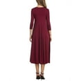 thumbnail image 4 of TWZH Women Casual Solid Color Crew Neck 3/4 Sleeve Big Swing Maxi Dress, 4 of 4