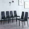 thumbnail image 2 of LHYY Modern Dining Chair Fireproof Leather Sprayed Metal Pipe Diamond Grid Pattern Restaurant Home Conference Chair Set (6 packs) BLACK, 2 of 10