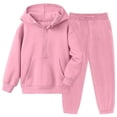 thumbnail image 5 of Girls 2 Piece Outfits Tracksuit Drop Shoulder Hoodie Half Zip Sweatshirt and Sweatpants Joggers Set with Pockets, 5 of 5