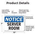 thumbnail image 2 of (2 Pack) Server Room OSHA Notice Sign 10 Inch X 7 Inch Plastic Sign, Weather Resistant, UV Protected for Workplace, Business, and Construction Site, Made in the USA, 2 of 8