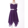 thumbnail image 3 of iEFiEL Girls Chiffon Shiny Sequin Bowknot Birthday Party Dress Asymmetrical Hem Prom Wedding Flower Girls Dress Purple 12, 3 of 7
