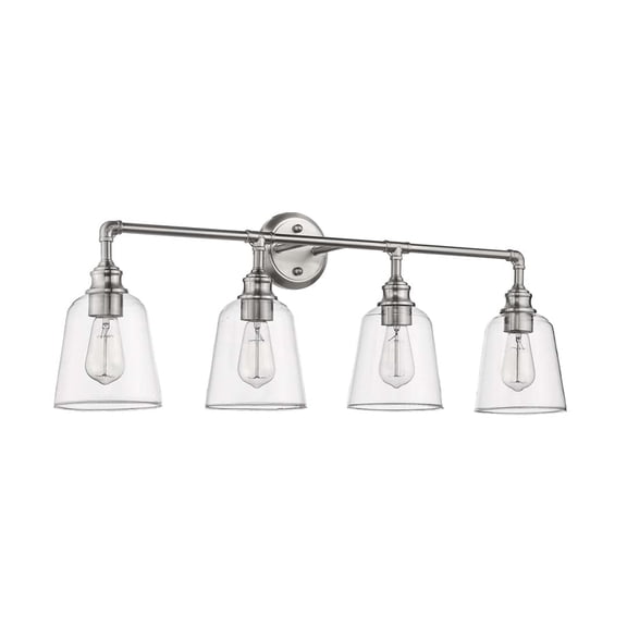 Milla 4-Light Industrial Wall Sconce for Bathroom Vanity or Hallway, Brushed Nickel Finish with Clear Glass Shades