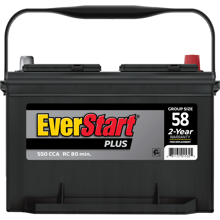 EverStart Plus Automotive Battery, 12V, Group Size 58, Lead Acid