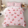 thumbnail image 2 of Erosebridal Watercolor Cherry Bow-tie Twin Quilt Set for Girls Women, Pink Checkered Gird Twin Coverlet Set, 2 Pieces, 2 of 7