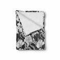 thumbnail image 2 of Botany Soft Flannel Fleece Throw Blanket, Uncolored Wild Flower Blooming Petals with Snakes Spring Image, Cozy Plush for Indoor and Outdoor Use, 60" x 80", Charcoal Grey and White, by Ambesonne, 2 of 6