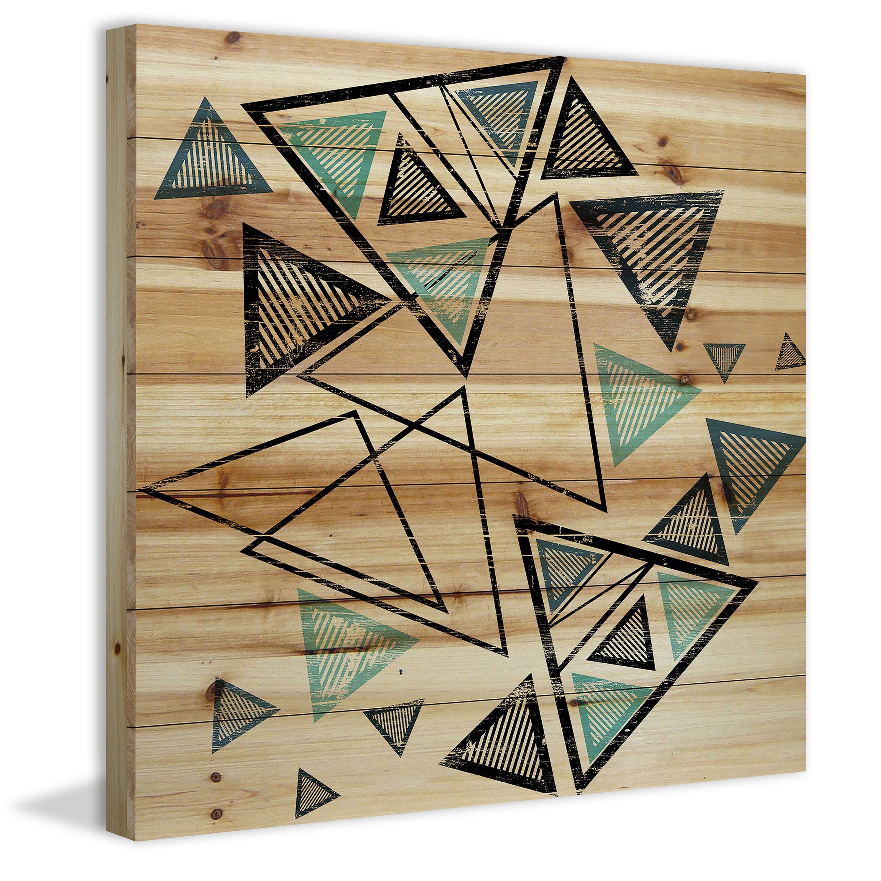 Marmont Hill - "Triangles in Motion" Painting Print on Natural Pine Wood