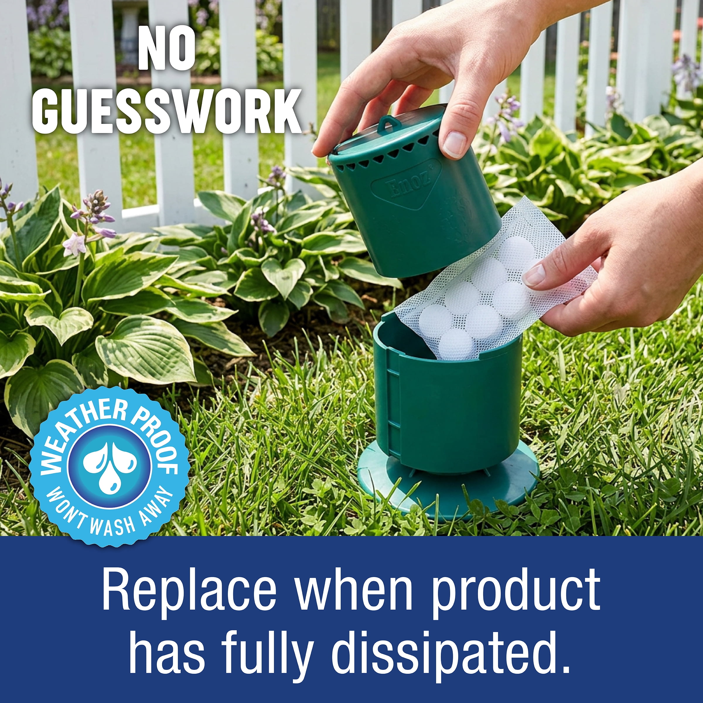 Enoz No Zone Animal Repellent Stations, 4 Pre‑Filled Refillable Stations with Naphthalene Moth Balls + 16 Packets, 1 oz Naphthalene Moth Ball