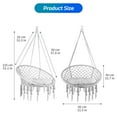 thumbnail image 6 of Lanfys Yard Hanging Chair, Hand-Woven Pure Cotton Rope Hammock Cradle Chair with Cushion, 330 Lbs Capacity Hanging Rocking Chair for Living Room, Yard, Garden, Balcony, Grey, 6 of 6