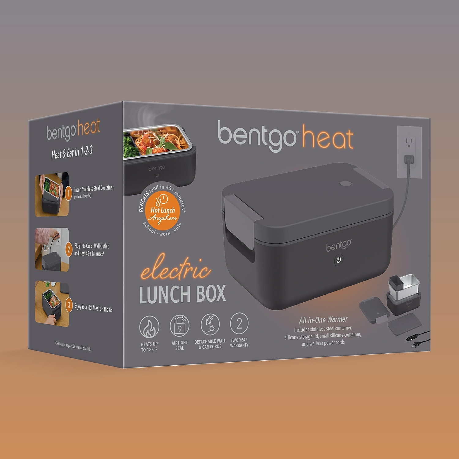 bentgo Heated Electric Bento Box Obsidian 42.4 oz. (BGHEATBX-OB)